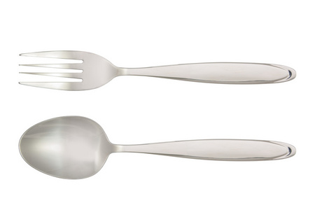 叉子和勺子在白色背景上孤立