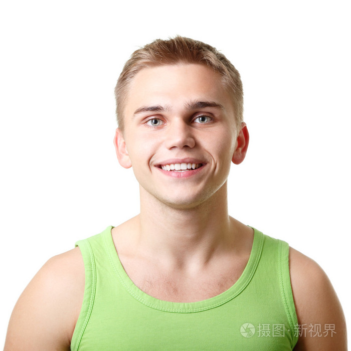 年轻男子情绪笑脸