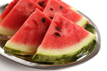 freschi fette di anguria, da vicino新鲜切片的西瓜,关闭照片