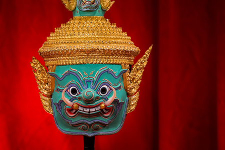 在孔敬   罗摩衍那传奇的泰国传统舞蹈中使用的孔敬华 泰国传统掩码