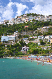 风景优美的村庄庞贝在意大利的阿马尔菲海岸的观
