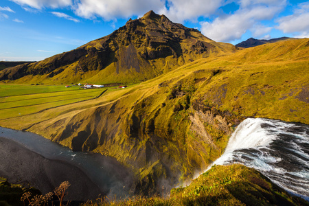 冰岛斯科加瀑布，瀑布
