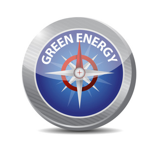 绿色能源指南针插画设计