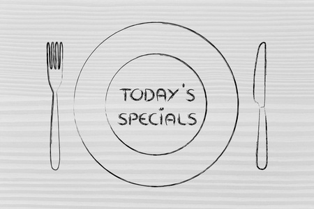 把叉子和刀子，餐厅主题设计 菜单的一天