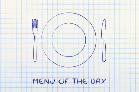 把叉子和刀子，餐厅主题设计 菜单的一天