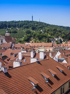 布拉格，捷克共和国，在 2010 年 7 月 10 日。调查平台的城市风景