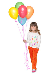 微笑的小女孩与气球
