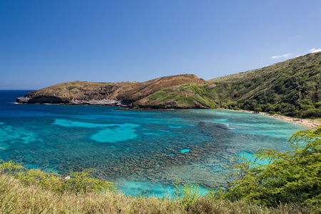 夏威夷瓦胡岛哈瑙马湾视图