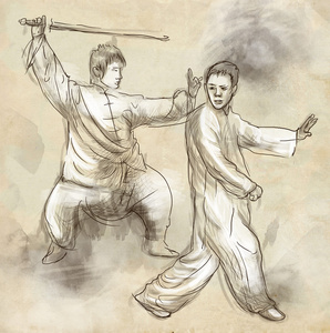 太极 (太极拳).完整的中小型的手绘插图照片