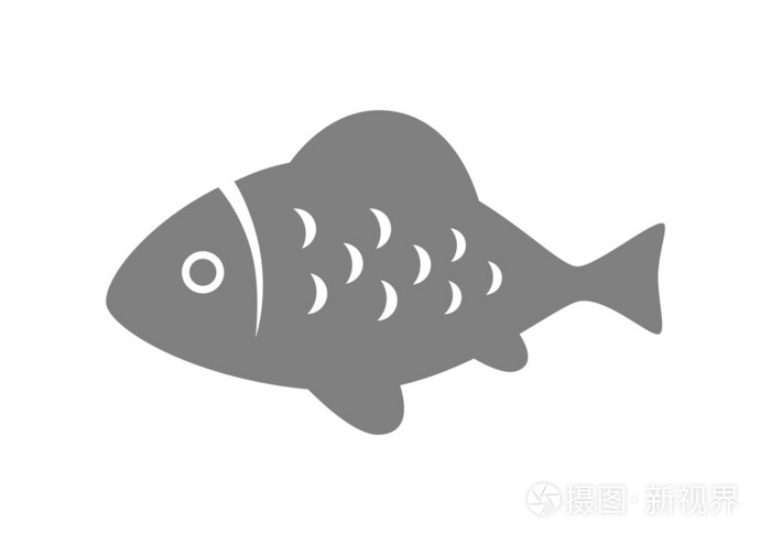 灰色的小鱼在白色背景上的图标