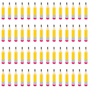 在行无缝模式中使用白色背景上的孤立元素的黄色铅笔