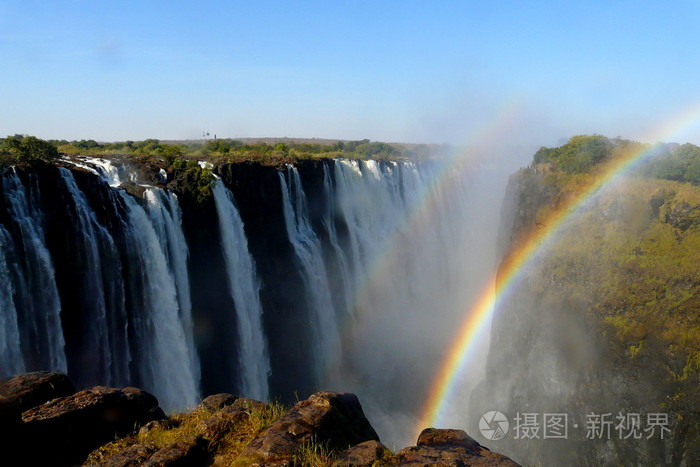 维多利亚瀑布从非洲赞比亚与津巴布韦的边框线