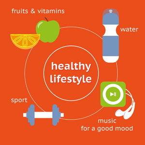 健康的生活方式的信息图表插图
