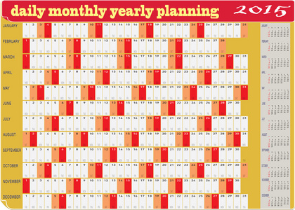 日常每月 2015年年历规划图表