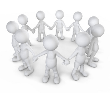 手牵着手围成一圈的 3d 男人照片