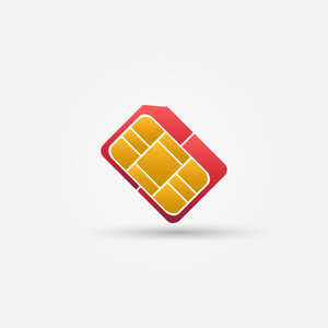 微型 sim 卡矢量红色简单图标卡手机符号