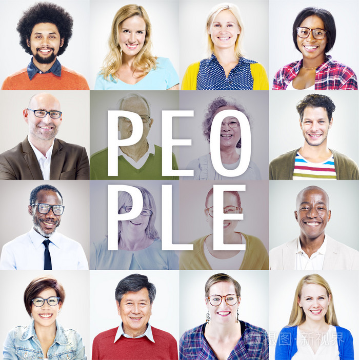 多民族的多元多彩多姿的人们的肖像