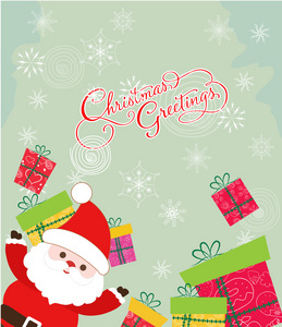 快乐圣诞卡片与圣诞老人和礼物