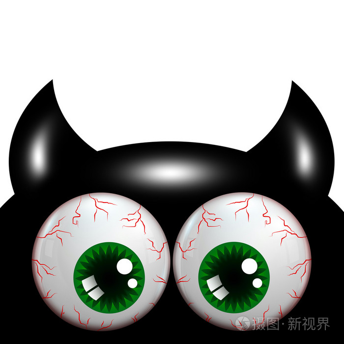 绿色的眼睛与地方为文本的万圣节怪物