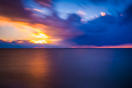 日暮时分，切萨皮克湾从尔曼 isl 的长时间曝光