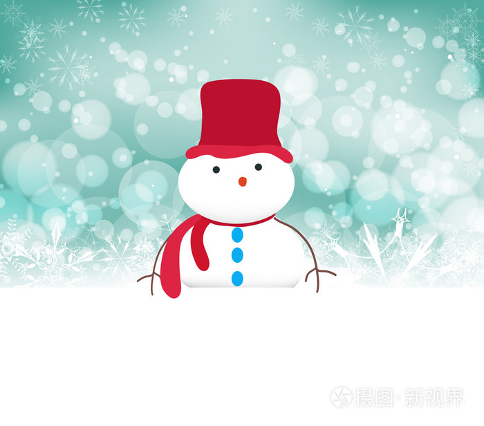 雪人背景与雪花插画-正版商用图片1gls3j-摄图新视界