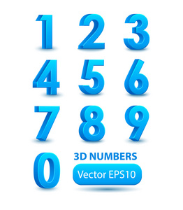 蓝色的 3d 数字。矢量集