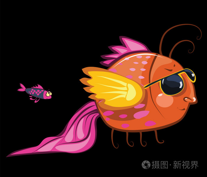卡通人物戴着墨镜的酷鱼