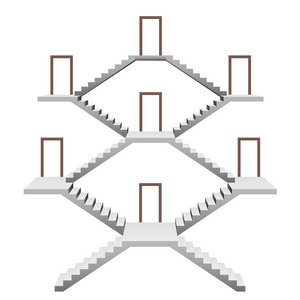 孤立的楼梯空间建设与门模板概念