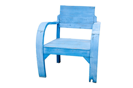 肮脏的旧的木头的蓝色的椅子