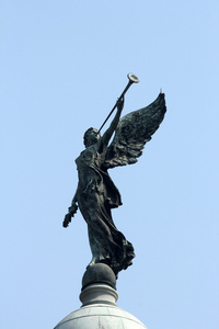天使的顶维多利亚女王纪念碑，加尔各答，印度的圆顶上的胜利