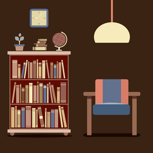 现代设计室内的沙发和书柜图片
