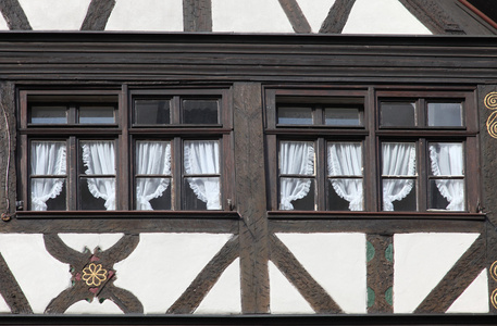 在 gemunden，德国半砖木结构的老房子