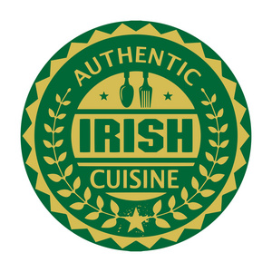 抽象的图章或标签与文本正宗爱尔兰美食