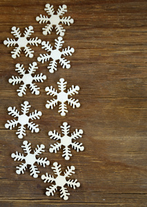 圣诞背景装饰，木制的雪花