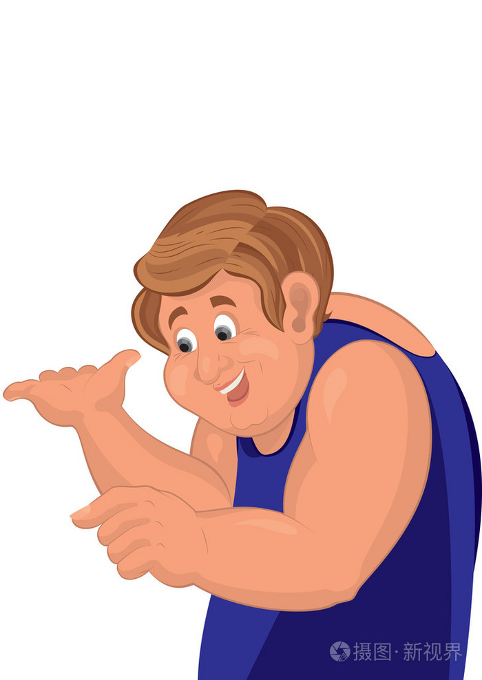 卡通人躯干在蓝色微笑