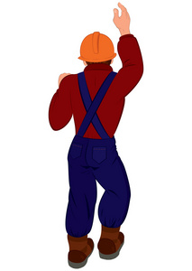 卡通安全帽安全帽的背影卡通漫画的人照片