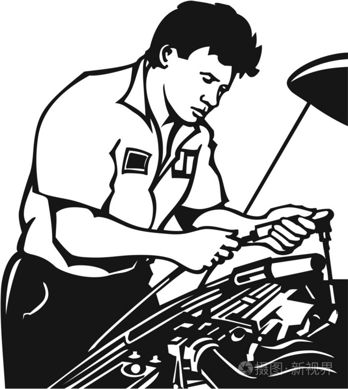 汽车机修工插画-正版商用图片1gn3vs-摄图新视界