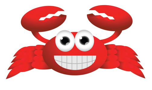 可爱螃蟹卡通可爱的孩子图案为女孩和男孩,彩色螃蟹在抽象的背景下