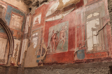 海王星和赫库兰尼姆，意大利的罗马别墅的豪杰的墙壁上画