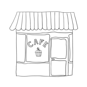 矢量插图可爱的街边咖啡馆照片
