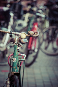 在哥本哈根，丹麦经典怀旧复古城市自行车