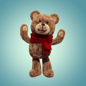 可爱的泰迪熊玩具站立