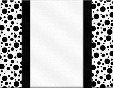 黑色和白色的圆点框架与丝带背景