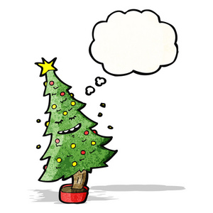 卡通圣诞树与思想泡泡图片