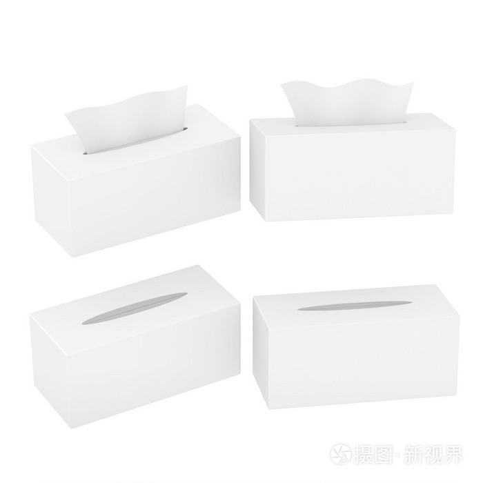 白色空白矩形大小纸巾盒具有剪切路径