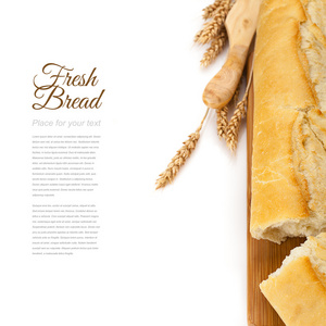 白色孤立的法式长棍面包
