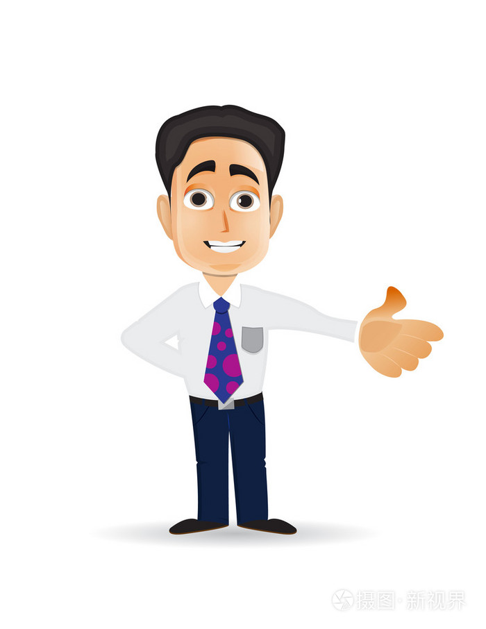 卡通漫画与衬衫和领带的人