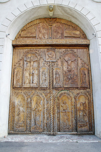 科科斯修道院 dobrogea 罗马尼亚的木质门