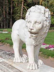 大理石雕刻的狮子站