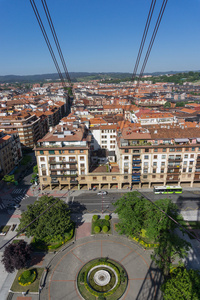 屋顶从 getxo 从 bizkaia 悬索桥的视图